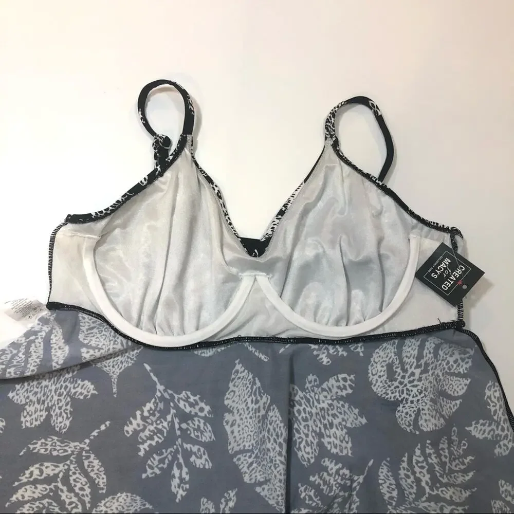 Swim solution leaves underwire tankini swim top
